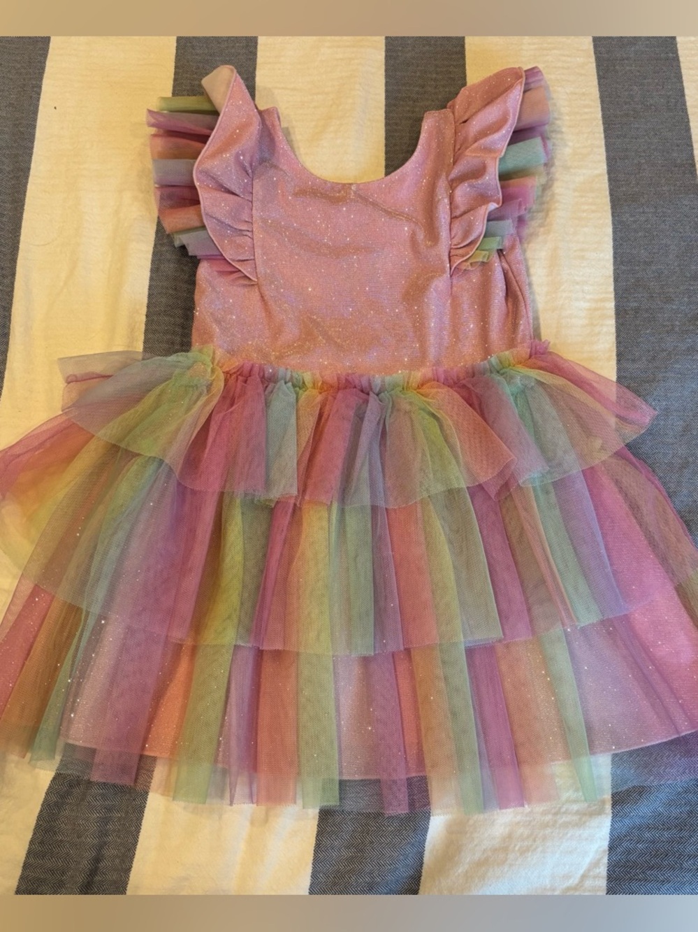 American Girl Sparkle Pink Rainbow Tulle Dress